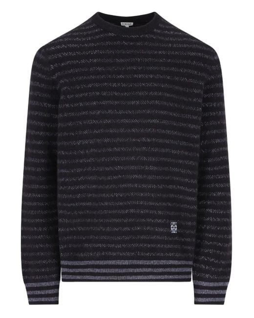 メンズ Loewe ロゴ ストライプ セーター Black