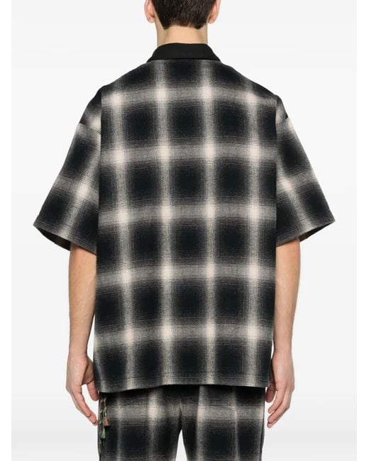 Song For The Mute Black Check-Pattern Short-Sleeve Polo Shirt for men