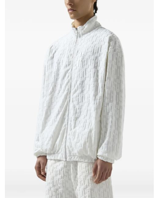 Gcds White Terry Monogram Zip-Up Jacket for men