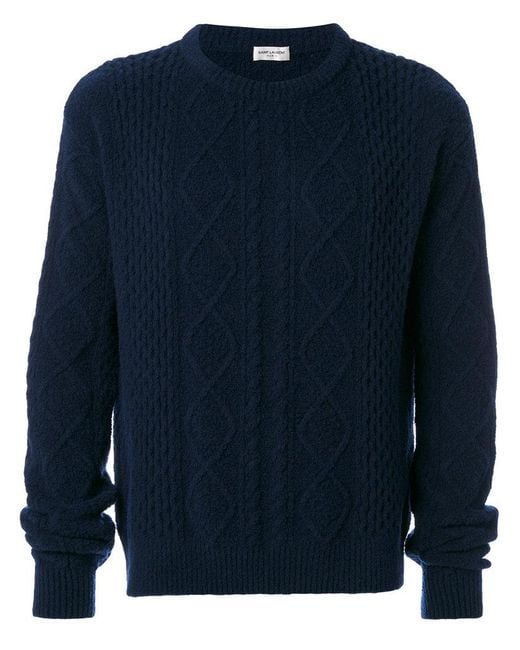 Saint laurent Knitted Jumper in Blue for Men - Save 62% | Lyst