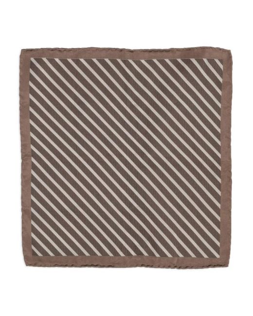 Brunello Cucinelli Brown Striped Pocket Square for men