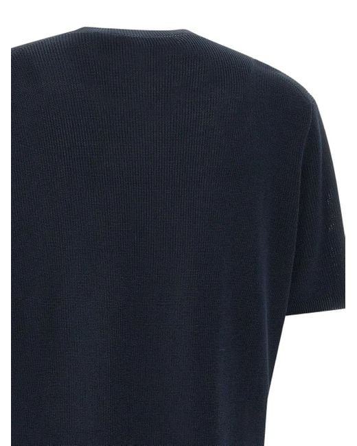 FILIPPO DE LAURENTIIS Blue Crew-Neck Ribbed T-Shirt for men