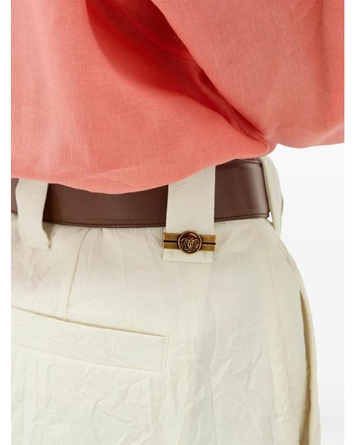 Versace White Wool Creased Formal Pants for men