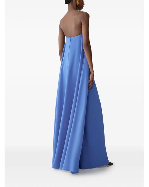 Carolina Herrera Blue Robe-Bustier Longue À Design Drapé