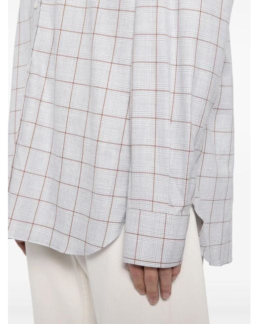 Luciano Barbera White Check-Pattern Cotton Shirt for men