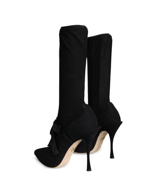 Dolce & Gabbana Black Lace-Up Heeled Boots