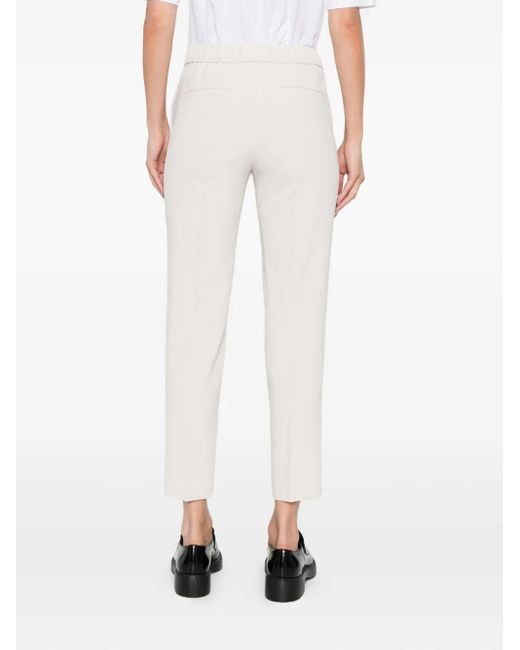 Peserico White Elastic-Waistband Side-Stripe Trousers