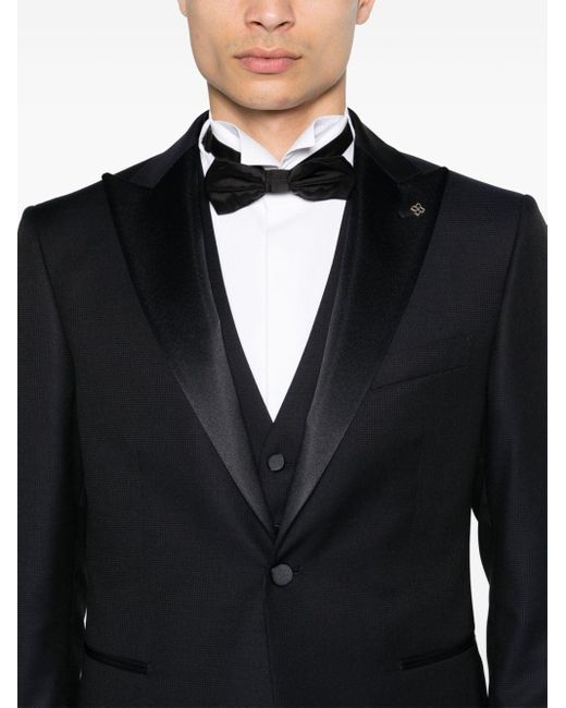 Tagliatore Black Three-piece Single-breasted Suit for men