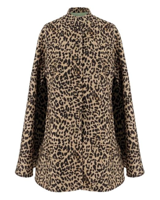 Valentino Garavani Natural Animal-Print High-Neck Cape