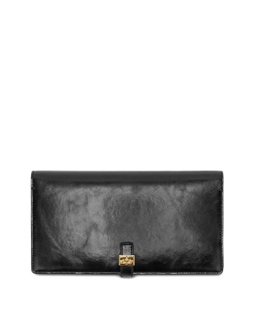 Ganni Gray Logo-Buckle Wallet
