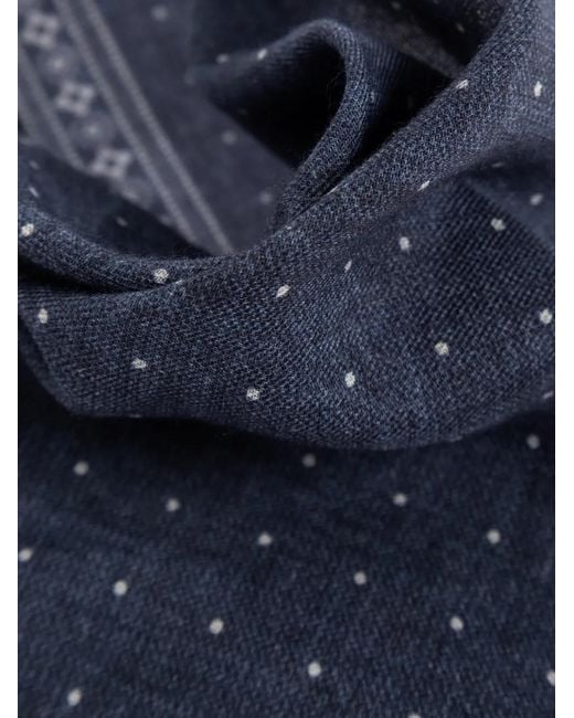 Eleventy Blue Polka Dot Pocket Square for men