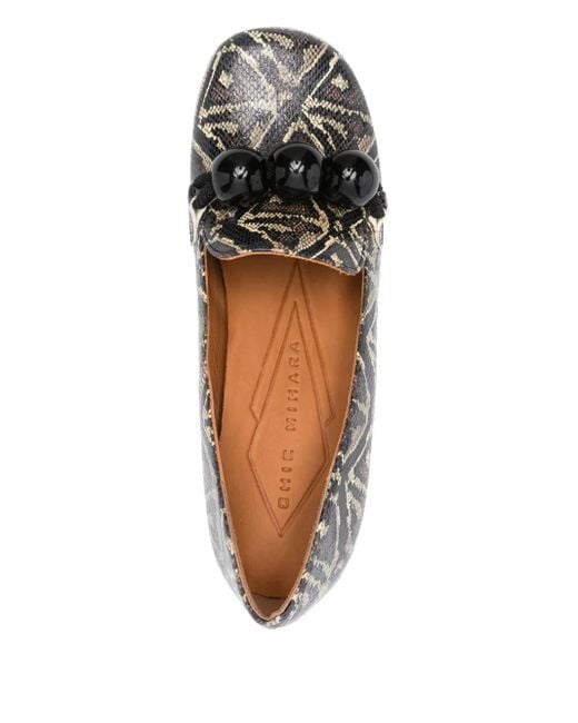 Chie Mihara Brown Geometrisch gemusterte Mumba Pumps mit Blockabsatz 50mm