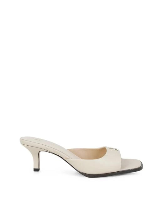 Patrizia Pepe White Logo-Plaque Sandals