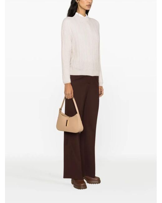 Peserico Pink Cable-Knit Wool-Blend Knitwear Jumper