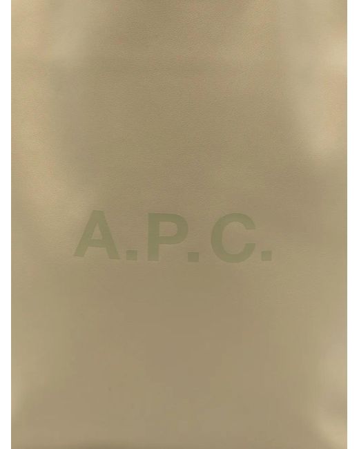 A.P.C. Natural Logo-Print Leather Tote Bag