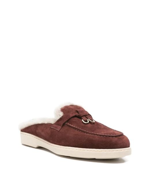 Doucal's Brown Fur-Trim Mules