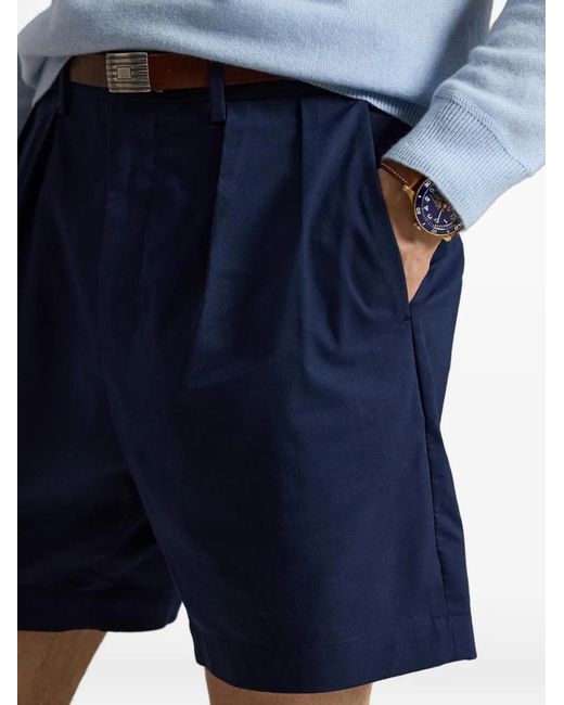 Ralph Lauren Blue Pleated Tailored Shorts for men