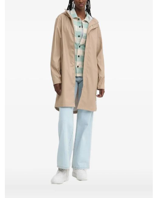 Herschel Supply Co. White Logo-Patch Single-Breasted Coat