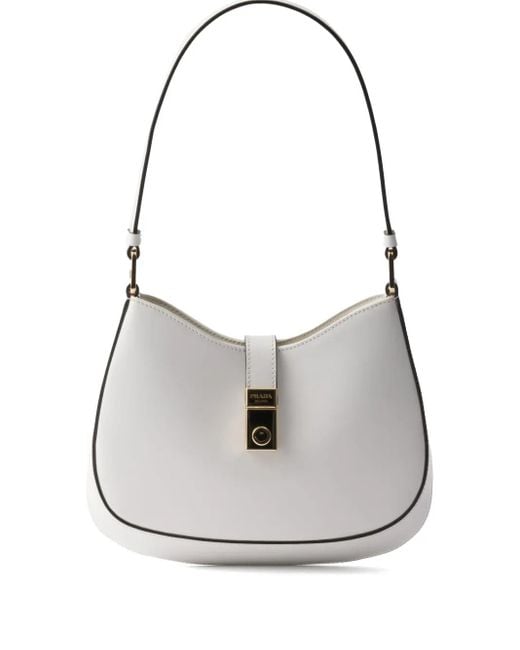 Prada Gray Leather Cleo Shoulder Bag