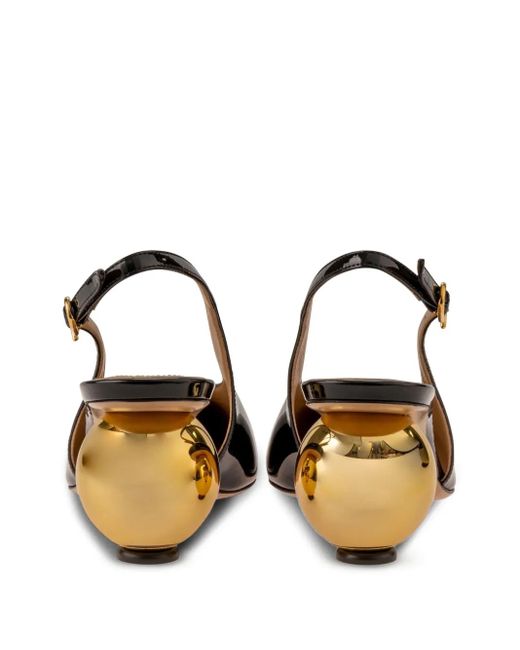Ferragamo Black Tessie 70 Spherical Heel Leather Slingback Pumps