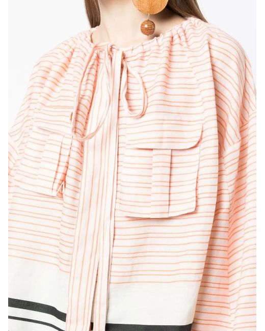 Blouse Aida Évasée À Rayures Bambah en coloris White