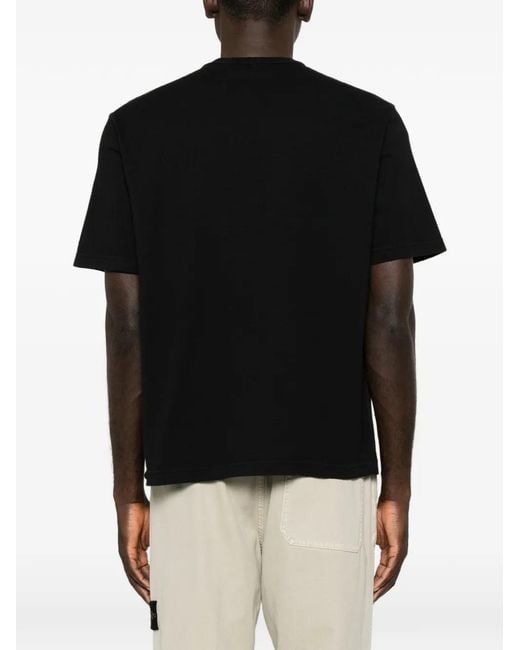 Stone Island Black Logo-Patch Chest-Pocket T-Shirt for men