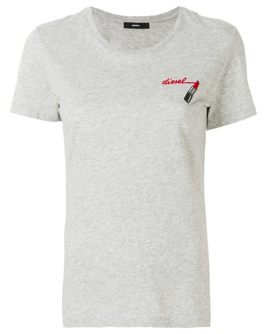 DIESEL T-Shirt mit Lippenstift-Print in Grau | Lyst DE