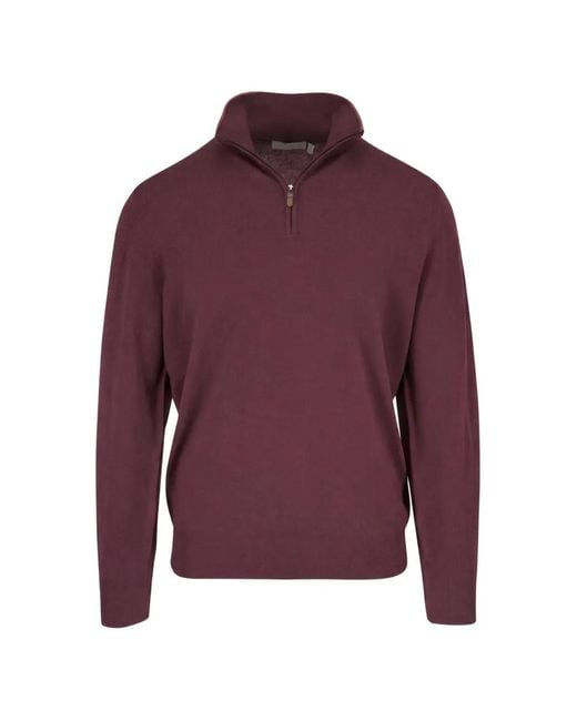 Canali Purple Quarter-Zip Sweater for men