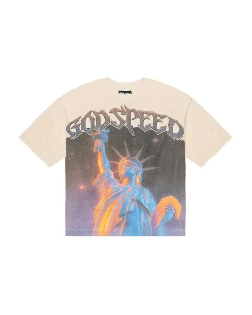 Godspeed White Statue Of Liberty Stone-Embellished T-Shirt for men