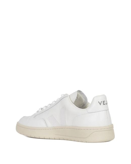 Veja White Leather Logo Sneakers for men