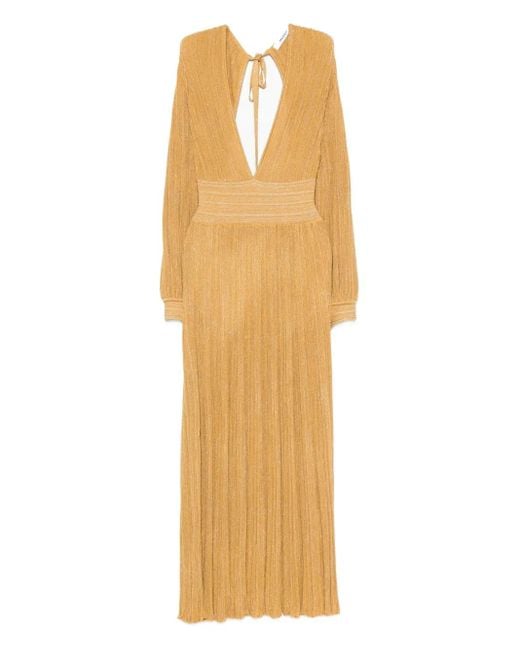 Abito Lungo Con Scollo A V di Antonino Valenti in Metallic