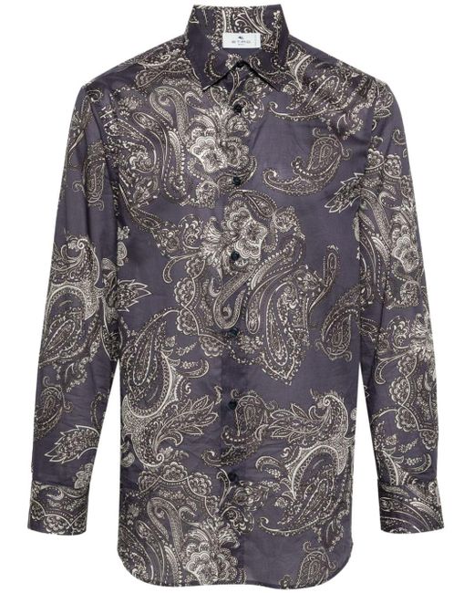 Etro Overhemd Met Paisley-print in het Gray voor heren