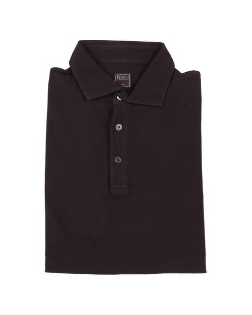 Fedeli Black Cotton Polo Shirt for men