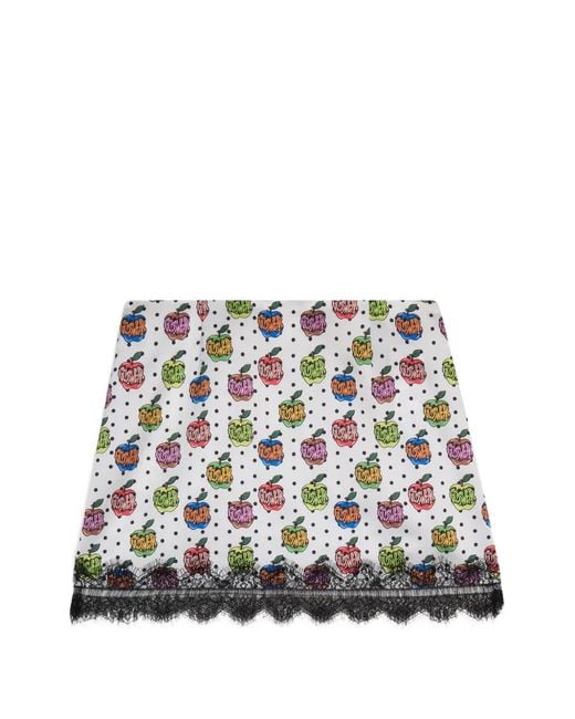 Gcds White Apple-Print Mini Skirt