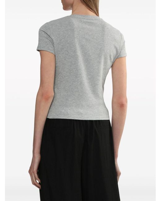 B+ AB Gray Crystal-embellished Cropped Top