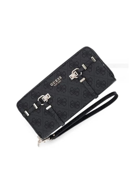 Guess Black Portefeuille Leona À Motif 4G