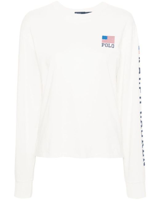 Polo Ralph Lauren White Logo-print Cotton T-shirt