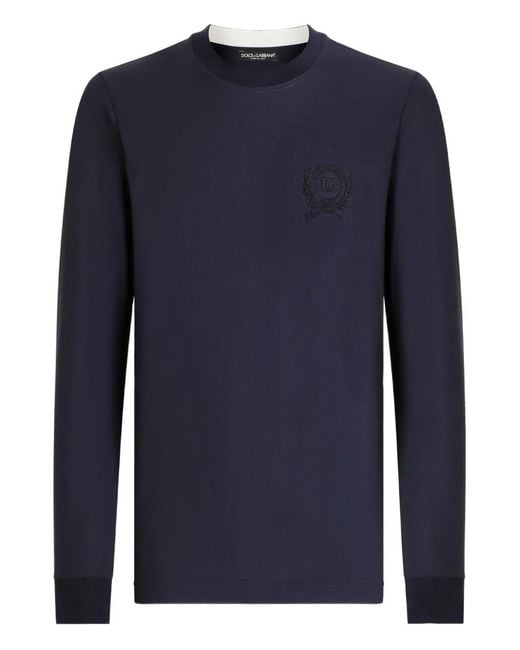 Dolce & Gabbana Blue Crew-Neck Long-Sleeve T-Shirt for men
