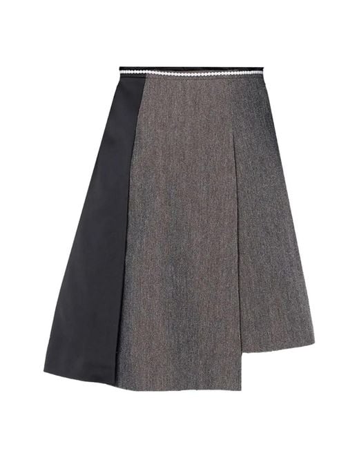Kolor Gray Asymmetric Panelled Midi Skirt