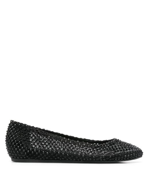 Le Silla Black Gilda Rhinestone-embellished Ballerina Shoes