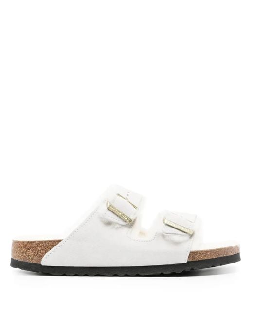 Birkenstock Arizona Shearling-lined Leather Sandals White