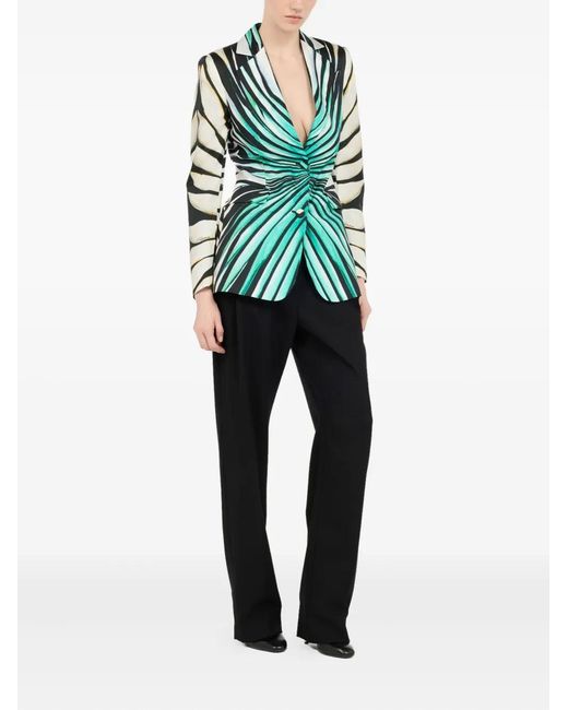 Roberto Cavalli Green Printed Blazer