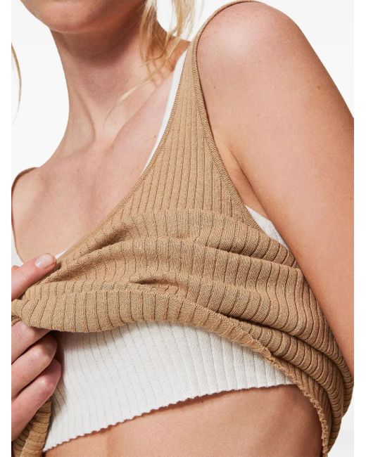Twinset Natural Trompe-L'Œil Fitted Knit Top