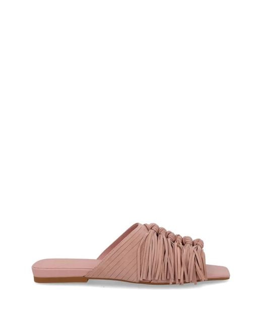 Ash Pink Brigitte Knotted Fringe Sandals