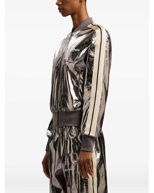 Palm Angels Metallic Sweatshirt mit laminiertem Logo