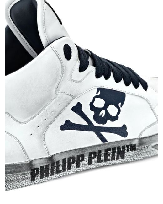 Philipp Plein White Retrokickz Tm Mid-Top Sneakers