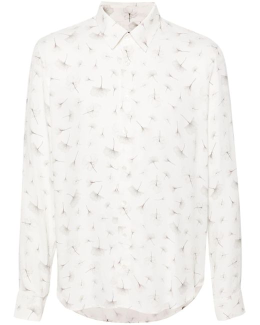 Patrizia Pepe White Floral-print Textured Shirt for men