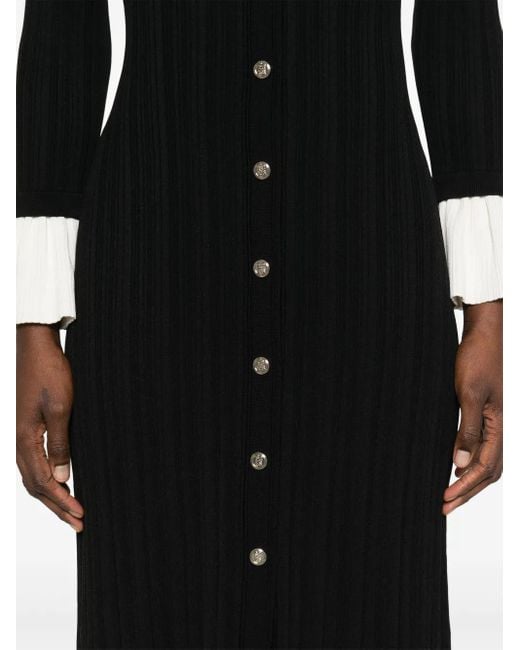 Sandro Black Gerüschtes Midikleid