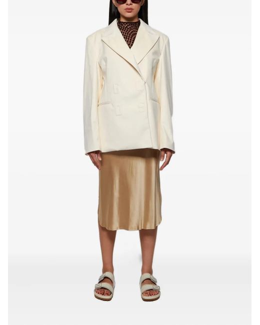 Gcds White Double-Breasted Logo-Embossed Jacket