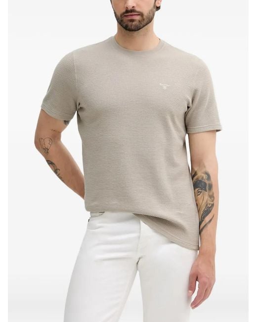 Barbour Gray Platford Waffle-Knit Logo-Embroidered T-Shirt for men